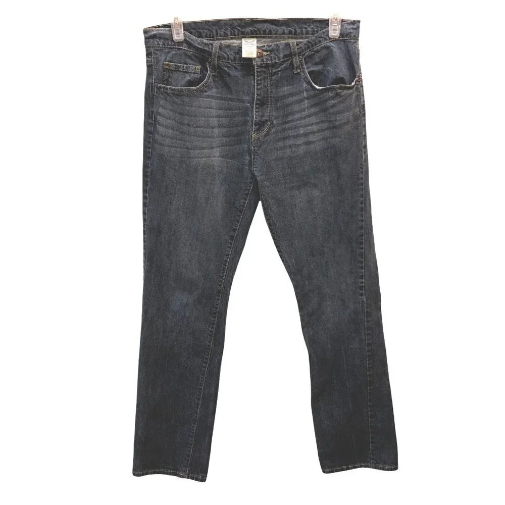 Faded Glory Mens 34 (36) x 32 Medium Wash Blue Pockets Straight Leg Denim Jeans